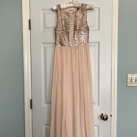 Prom Dress - long, blush, open back, size small - Picture 3 of 6